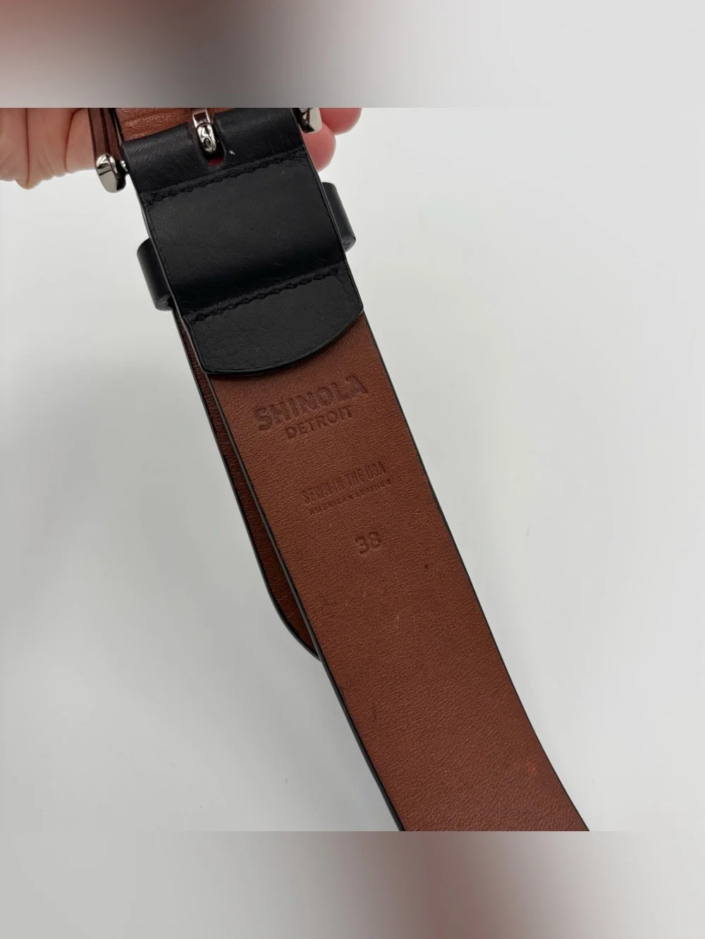 Shinola Black Leather Belt